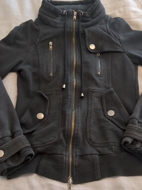 Black Moto Zip-Up Hoodie